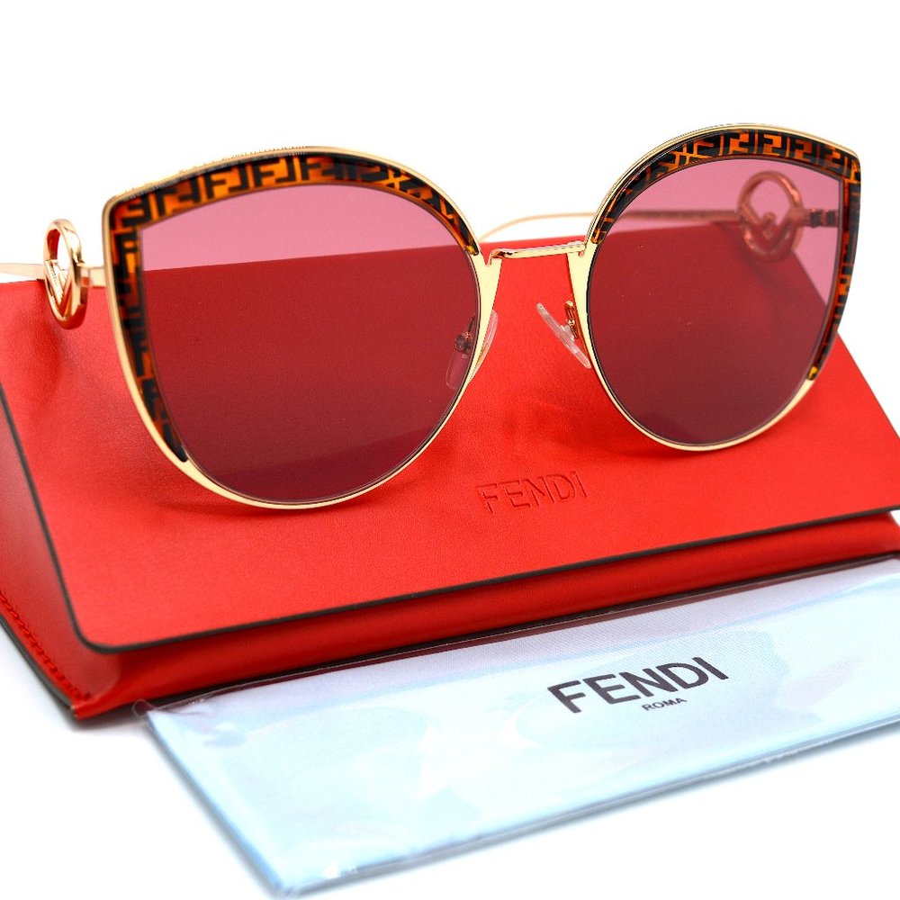 NEW FENDI FF0290/S DDB GOLD BURGUNDY SUNGLASSES